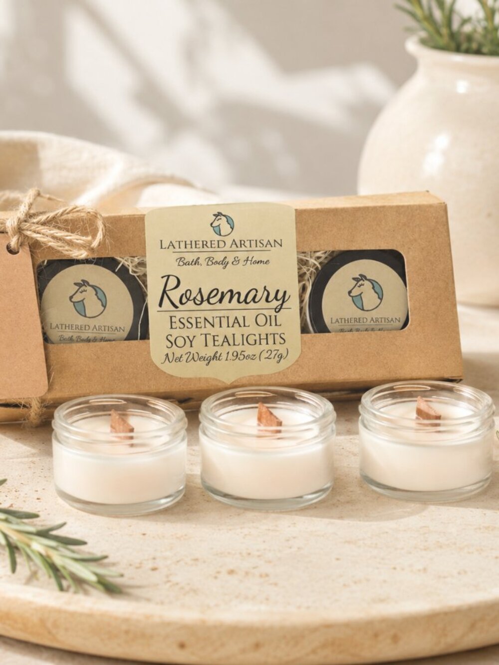 Rosemary | Essential Oil | Glass Jar Tealight Candles
